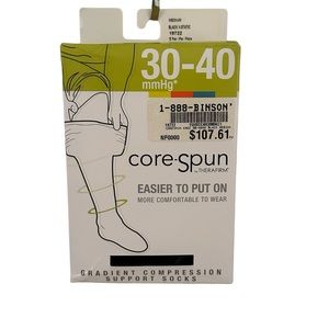 Unisex THERAFIRM Core-Spun Black Support Socks Size Medium